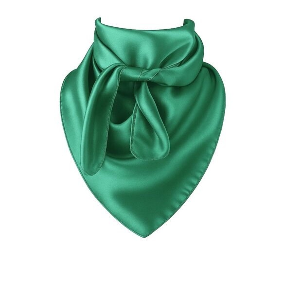 Dark Green Wild Rag Large Scarf 35x35 Inches Satin Western Accessory Cowgirl or - Picture 1 of 5